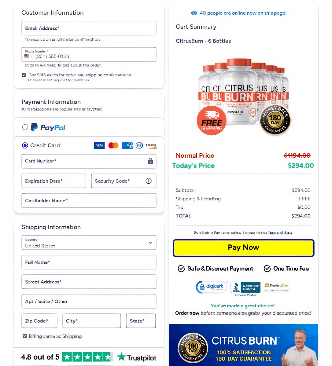 citrusburn-energy-support-checkout-page